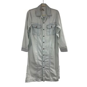 h.s Denim Midi Dress Womens Small Light Wash Blue Good Button Down Cotton Duster